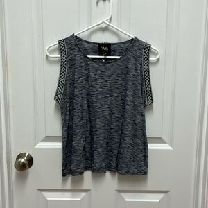 W5 Anthro Tank Top Blue White Grosgrain Ribbon Sleeveless Blouse Shirt‎ Sz S